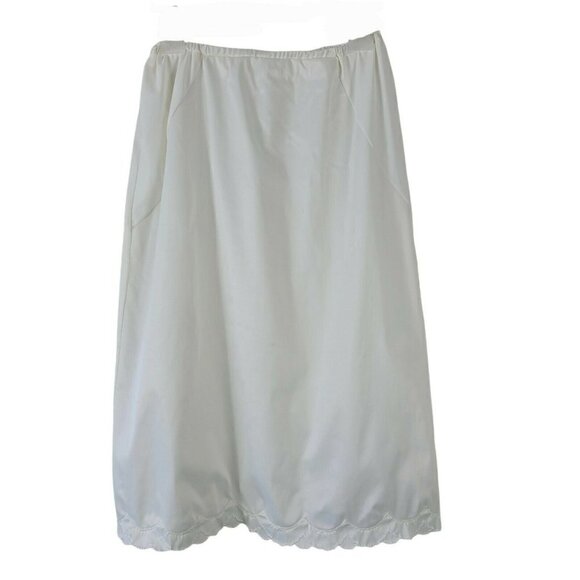 Vintage Van Roalte Half Slip White Small All Dupont Nylon Embroidered Hem USA - Picture 2 of 7